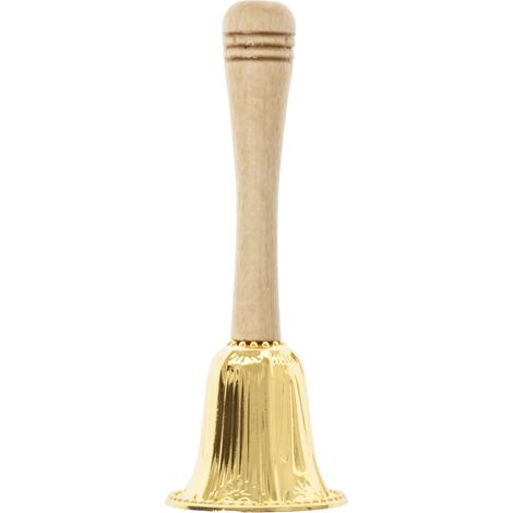 Clochette de la Fête-Dieu pour un garçon lors d'une procession, à main, en bois doré, 13 cm (1/2)