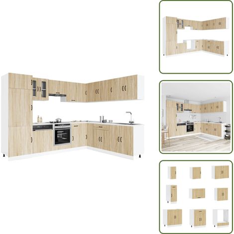 vidaXL 14-tlg. Küchenschrank-Set Kalmar Sonoma-Eiche Holzwerkstoff (1/5)