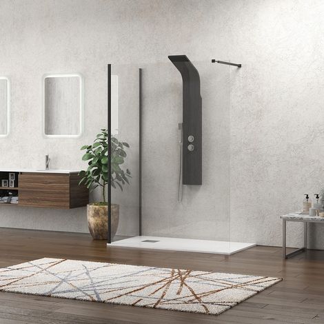 Doccia walk in 80x110 angolare profilo nero KW4000B kamalu (1/5)