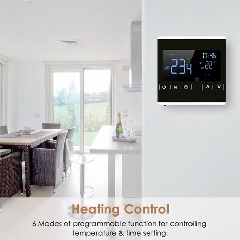 Intelligenter, programmierbarer Touchscreen-Thermostat mit übersichtlichem Display für komfortables Heizen und gut lesbare Anzeige im Haus (1/5)