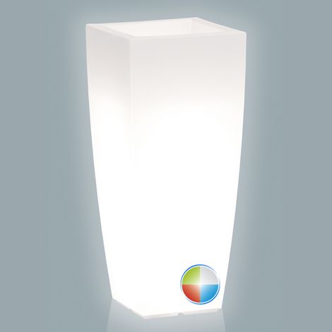 Harz-Blumentopf eckig mod. Agave 33x33 cm h 70 mit multicolor LED mit Batterie