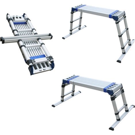 Plateforme échafaudage télescopique en aluminium 300mm de large – Hauteur réglable 520-900mm – Charge maximale 150kg – JBM52230 (1/2)