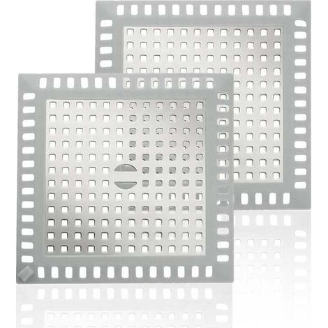 Set mit 2 Duschhaarfängern, Abflussschutz, Spülbeckenfilter, quadratischen Duschabflussgittern aus Edelstahl, universellem Haarfilter für Badezimmer, Badewanne, Küche ( (1/5)