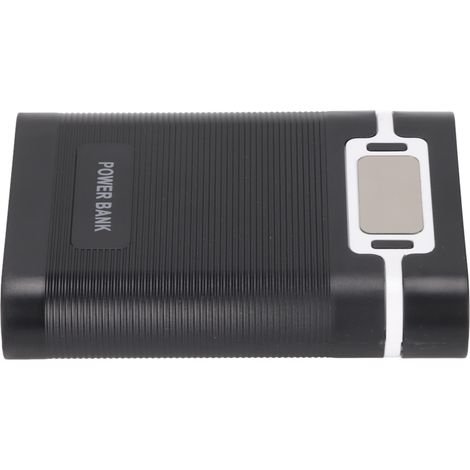 Chargeur de batterie portable DIY pour 4 piles 18650 avec affichage LCD et double port micro USB - Noir (1/5)
