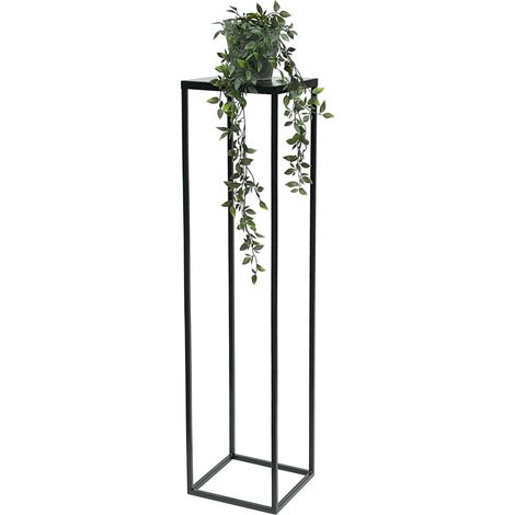 DanDiBo Blumenhocker Metall Schwarz 100 cm Eckig Blumenständer Beistelltisch FRA-006 Blumensäule Modern Pflanzenständer Pflanzenhocker (1/5)