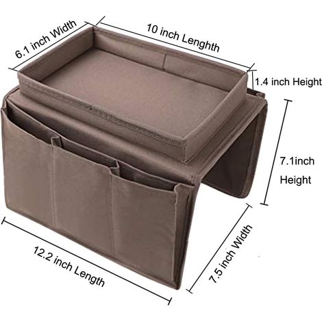 Sac de rangement pour accoudoir de canapé (marron) - plateau avec porte-gobelet - sac de rangement suspendu 1 pièce (1/5)