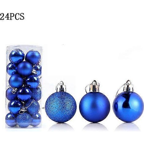 24 boules de Noël bleues de 3 cm, à suspendre au sapin pour décorer votre intérieur. Idéales pour Noël et le Nouvel An. (1/5)