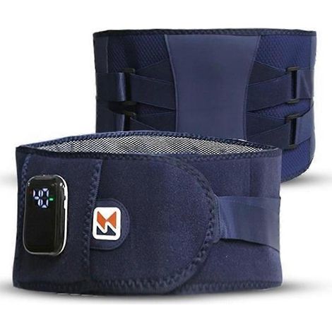 Ceinture lombaire chauffante sans fil à lumière rouge, ceinture de massage à compresse chaude lombaire avec soutien par vibration et modelage de la taille ( )