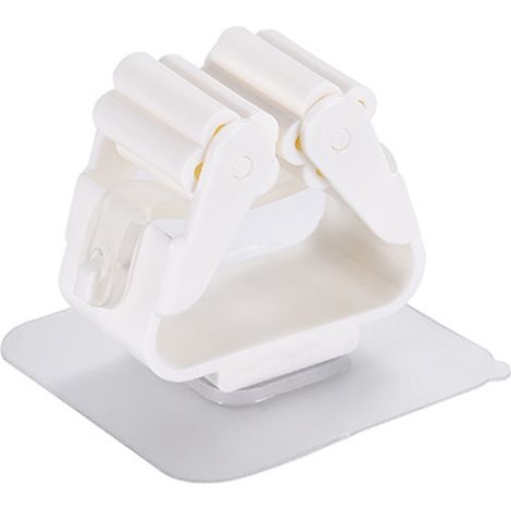 Porte-mop mural avec double fixation adhésive - Crochet de rangement pour outils domestiques (Plastique, 6x6x4.5cm, Multicolore, 22g) - Lot de 1 (1/5)