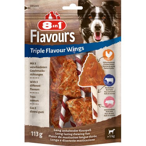 8in1 Flavours Kaustange Triple Flavour Wings 113 g Hundeleckerlis (1/2)