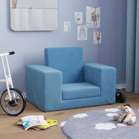 Maison Exclusive - Schlafsofa für Kinder Blau Weicher Plüsch (1/5)