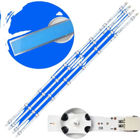 LED-Hintergrundbeleuchtungsstreifen, 817 mm Länge, 8/9 LED-Perlen pro Streifen, 3V Spannung, kompatibel mit verschiedenen TV-Modellen, Set von 4 Stück (1/5)