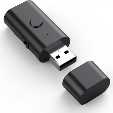 Émetteur-récepteur 5.3 GHz, adaptateur Bluetooth USB 2-en-1, adaptateur sans fil auxiliaire 3,5 mm, faible latence, micro intégré, streaming musical, appels mains libres, alimentation USB pour PC, sys (1/5)