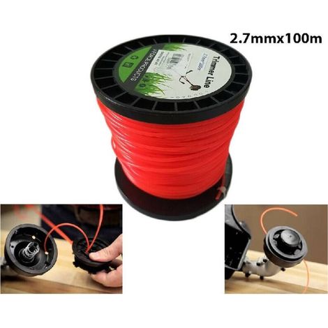 Fil De Débroussailleuse Rond 2,7 Mm Bobine De 100 Mt Câble De Tondeuse à Gazon écheveau Rouge