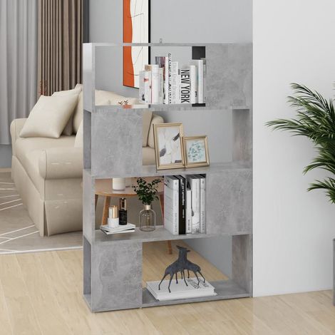 Bücherregal Raumteiler Betongrau 80x24x124,5 cm Holzwerkstoff