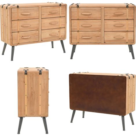 Cajonera de madera maciza de abeto 91x35x73 cm - Muebles de madera - Muebles de estilo retro