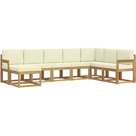 Set di divani da esterno con cuscino 8 pcs Bianco e Crema vidaXL