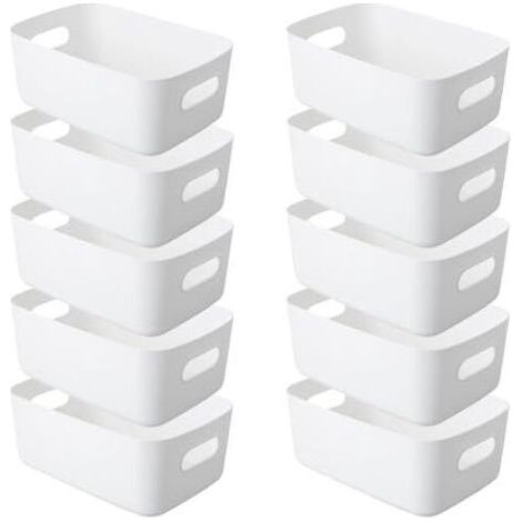 BUNTHAUS Lot de 10 boîtes de rangement, paniers de rangement en plastique avec poignées, 24 x 17 x 10 cm boîtes de rangement en plastique, pour placards de cuisine, étagères de salle de bain, (1/5)