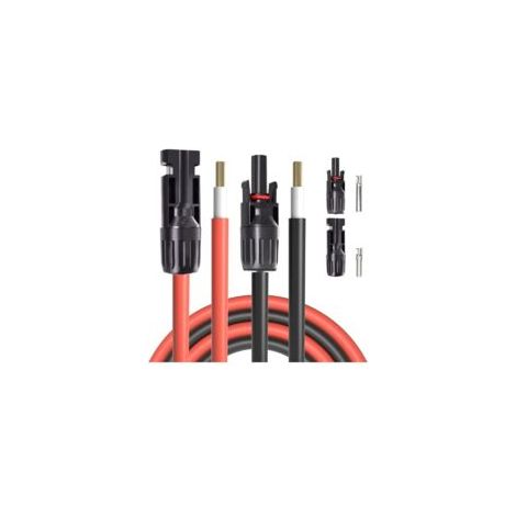 20 Fuß langes, rot-schwarzes 10AWG-Solarverlängerungskabel mit Stecker und Buchse auf blanke Drähte, inklusive einem Paar kostenloser Solarpanel-Steckverbinder - Crezuo