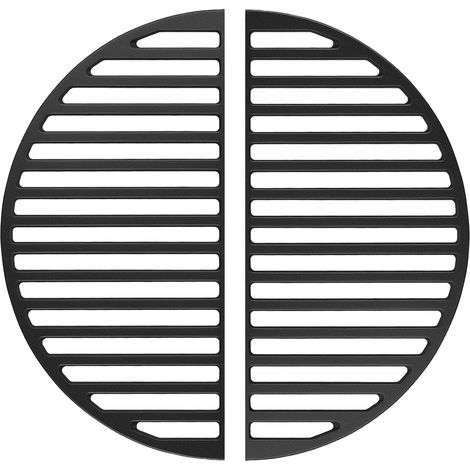 Wiltec 2x Gusseisen Grillrost 46,7 x 22,8 x 0,9 cm, Gussrost für Grill mit guter Hitzespeicherung, Grillgitter für typische Grillstreifen auf Grillgut, Grillzubehör für BBQ