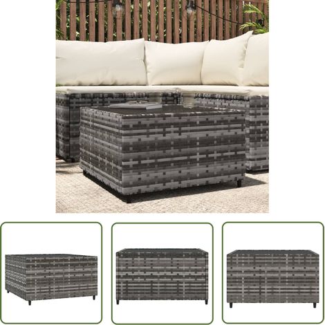 Table basse de jardin Bout de canapé Table d'appoint carré gris 50x50x30 cm résine tressée XTT678 (1/5)