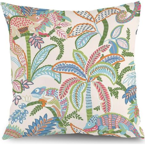 Housse de coussin fleurs papillon été, décoration canapé salon,45×45cm (1/5)