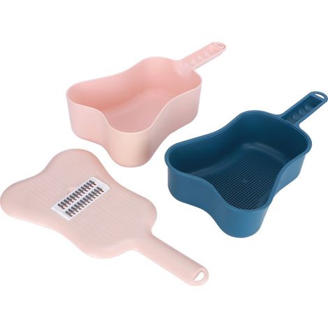 Panier Égouttoir et Râpe 11 Pièces pour Légumes - Ustensiles de Cuisine Rose Poudré (1/5)