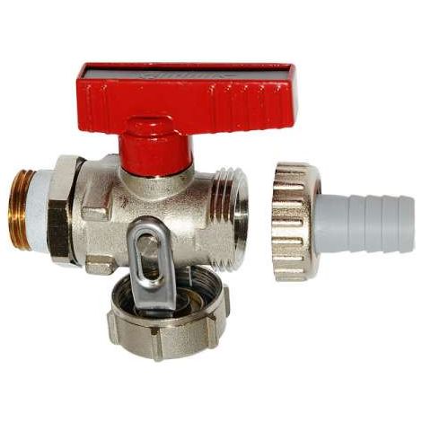 Simplex KFE-Kugelhahn Durchgang, G1/2a PN16 MS vern. m. Schlauchverschr.