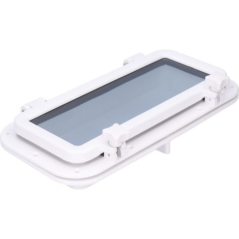 Hublot Rectangulaire en Verre Trempé Ouvrant pour Bateau Yacht Camping-Car Blanc 40x20cm