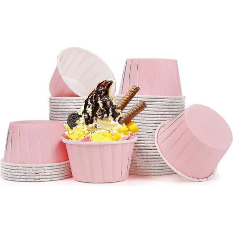 Packung mit 50 Papier-Muffinförmchen, Mini-Cupcake-Formen für Hochzeiten, Geburtstage (rosa-blau)-Light Pink (1/5)