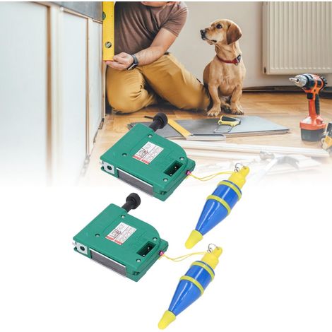 Beyamis Lot de 2 marteaux à fil magnétique, fil vert, outil de mesure vertical en acier allié, 5 mètres (1/5)