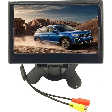 Écran de recul 7 pouces 12-24V Angle large 170° LCD couleur HD Double entrée vidéo pour camion remorque fourgon avec caméra trou rond (1/5)