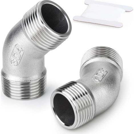 2 Pièces Connecteur De Tuyau, Raccord Coudé 45 Degrés, Acier Inoxydable 304, Filetage 3/4 BSP, Pour Industrie Et Plomberie (1/5)