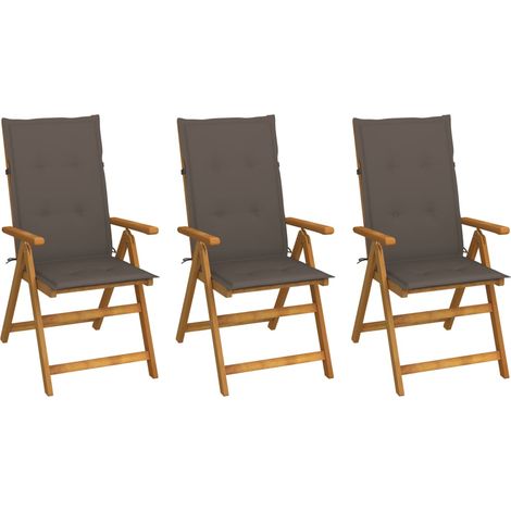 vidaXL Sedie da Giardino Pieghevoli 3pz con Cuscini Acacia (1/5)