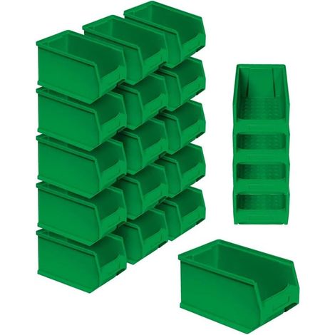 BRB Lot de 20 boîtes de rangement « Classic » FB 4 - Dimensions : 230/200 x 140 x 122 mm - Capacité : 3,7 l - Vert