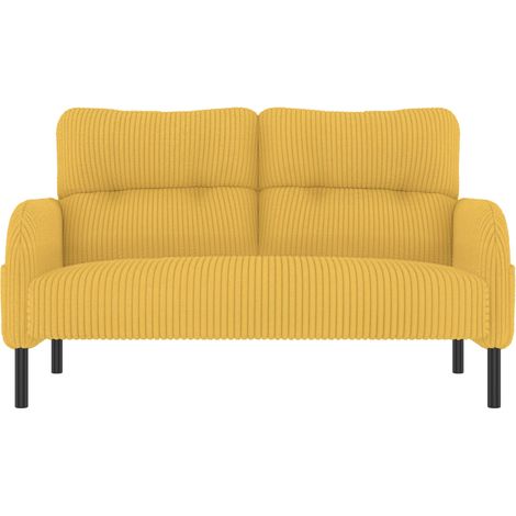 ELVMI Divano 2 Posti con Schienale Ergonomico e Tasca Laterale, in Velluto a Coste, Giallo, 120 × 75 × 79 cm (1/5)