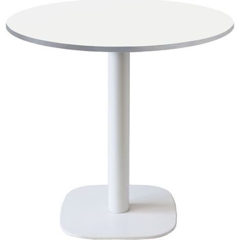 Table ronde Ø 70 cm - modèle Round pied blanc blanc chants inox (1/4)