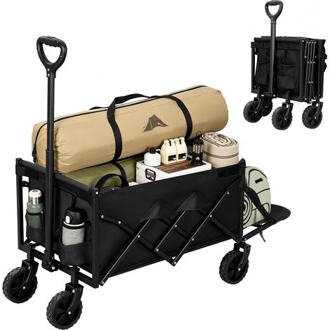 WOLTU 110 L Outdoor Cart Folding Wagon Trailer Beach w/ Handle Black