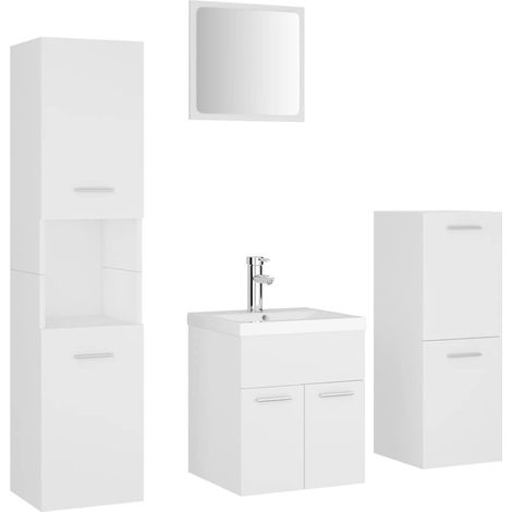 Set Mobili da Bagno Bianco in Legno Multistrato (1/5)