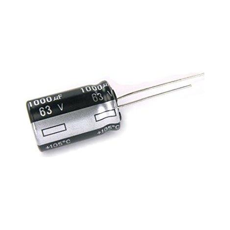 Condensatore elettrolitico 1000uf 63v 105Âºc Dimensioni 16x25mm 1000mf63v/105/rd