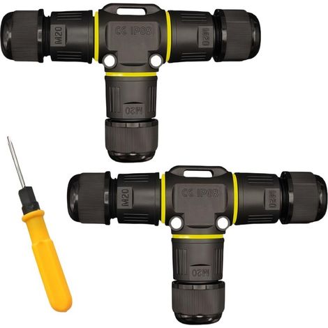 Lot de 2 connecteurs de câbles étanches IP68 : GOEDCH à 3 broches pour câble de terre - Manchon de connexion en forme de T - Boîte de distribution - Boîte de jonction - Manchon de connexion pour (1/5)