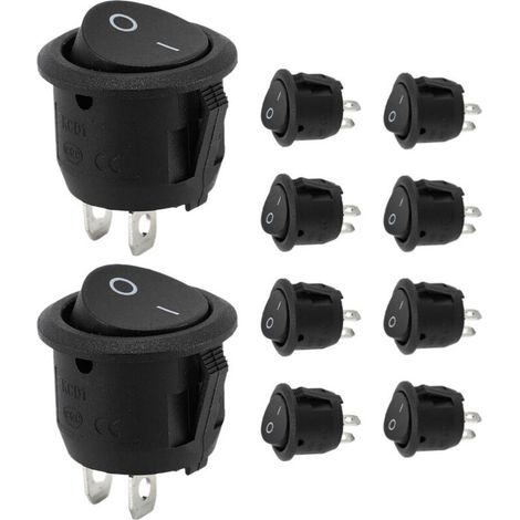 12V switch (10 pieces), round black switch, push button, 12V button, 10A/125V switch, 6A/250V switch, electronic car switch and micro switch (1/2)