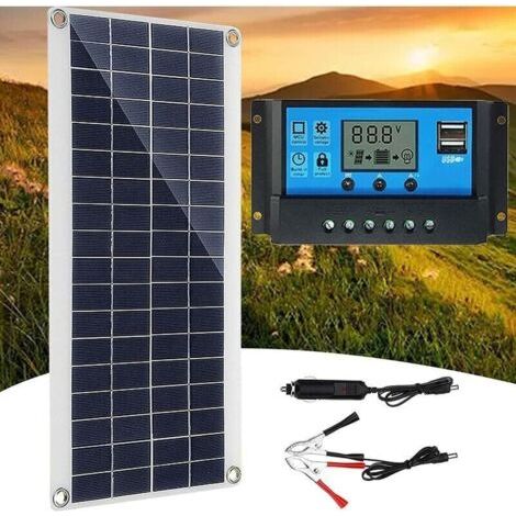 Panneau solaire 300W 12V, kit de panneau solaire, kit de chargeur de batterie avec contrôleur de charge solaire 60A pour camping-car, yacht, extérieur, jardin, éclairage..DEBUNS