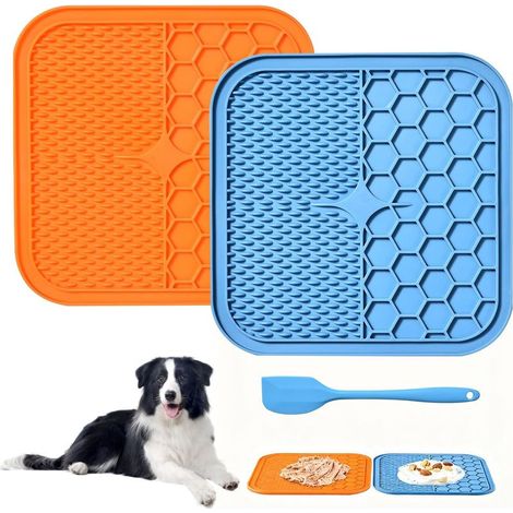 2 Pièces Tapis de Lèche Chien, Tapis de Léchage Chien sans BPA, avec 1 Spatule en Silicone, Le Toilettage et l'entretien des Griffes (1/5)