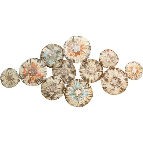 Décoration ronde murale 120x60 cm métal peint florale festive - EYRONA (1/4)