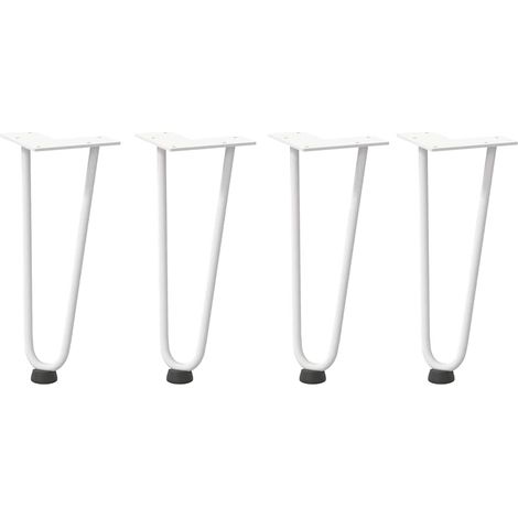 Pieds en épingle à cheveux pour table basse 4 pièces Blanc 30 cm Acier massif