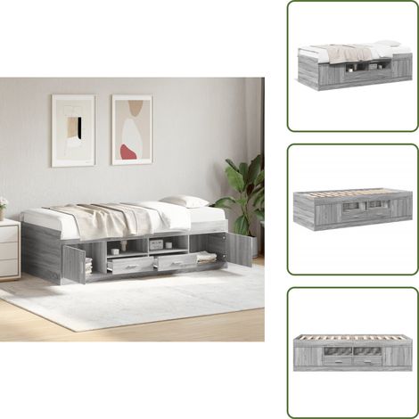 The Living Store Tagesbett mit Schubladen ohne Matratze Grau Sonoma 90x200 cm - Schubladenbett (1/5)