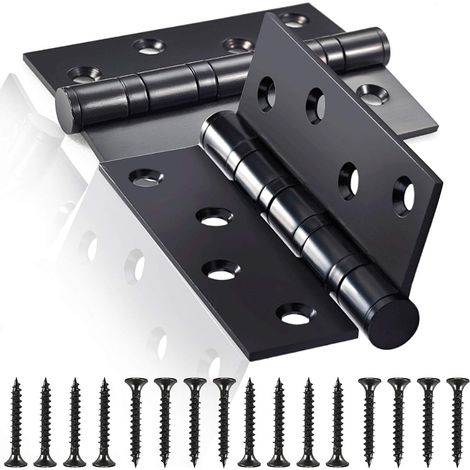 Charnière de Porte en Inox，2 Pcs Charnières De Porte Charnières Pliables Charnières Inox Épaisseur 3mm Paumelle，pour Portes massives intérieur (Black) (1/5)