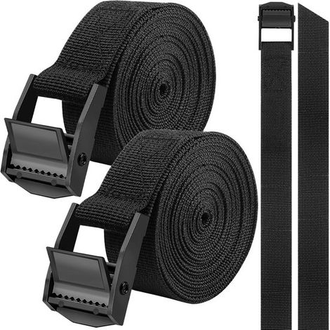 2 correas de sujeción resistentes de 300 cm con cierre de seguridad - Capacidad de carga de 250 kg (1/5)