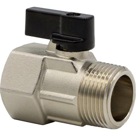 Mini vanne à bille 1/2" IG x 1/2" AG, chromée (1/5)